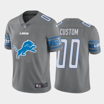 Detroit Lions Custom Gray Men's Nike Big Team Logo Vapor Limited NFL Jersey